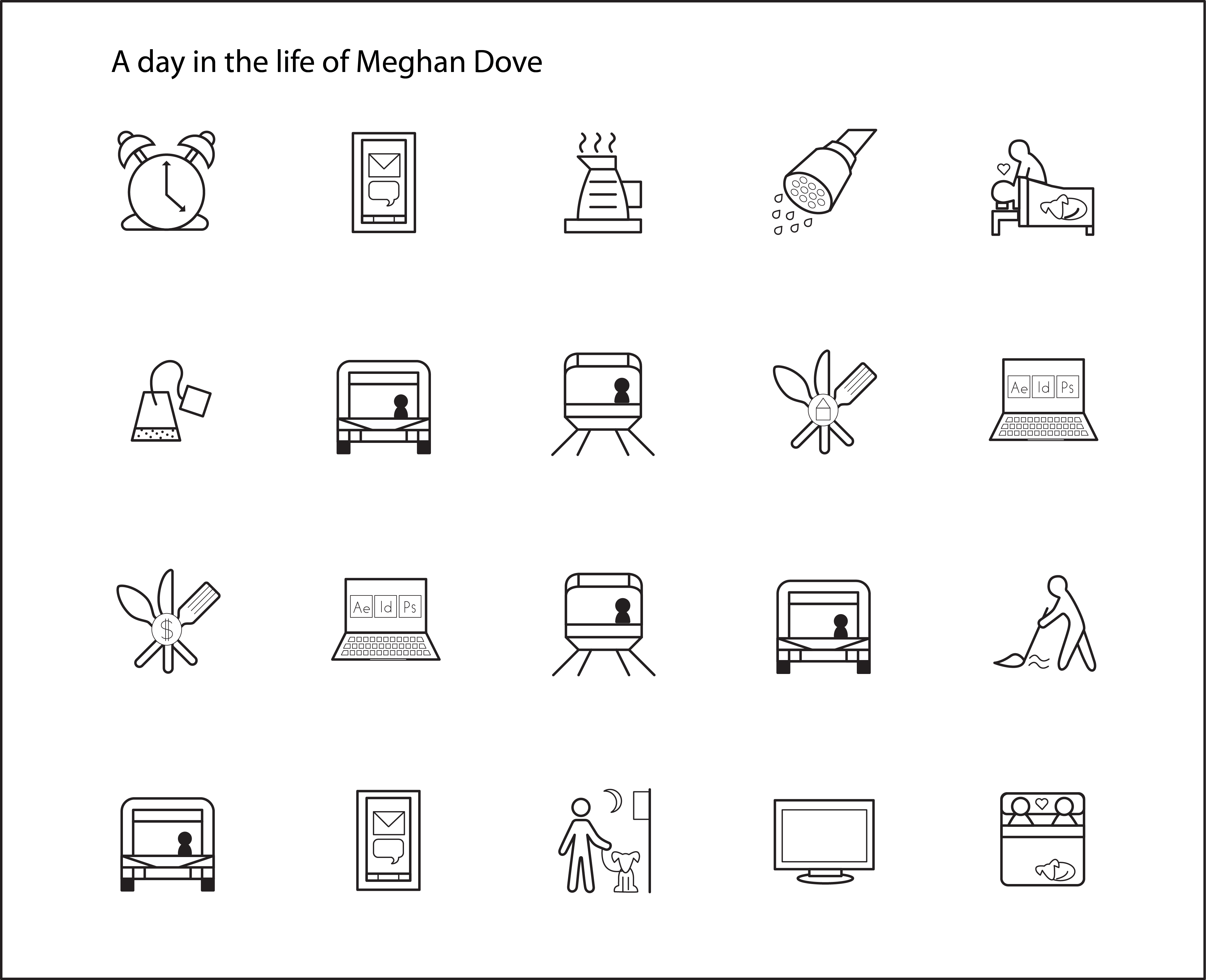 A page of icons designed by Meghan Dove