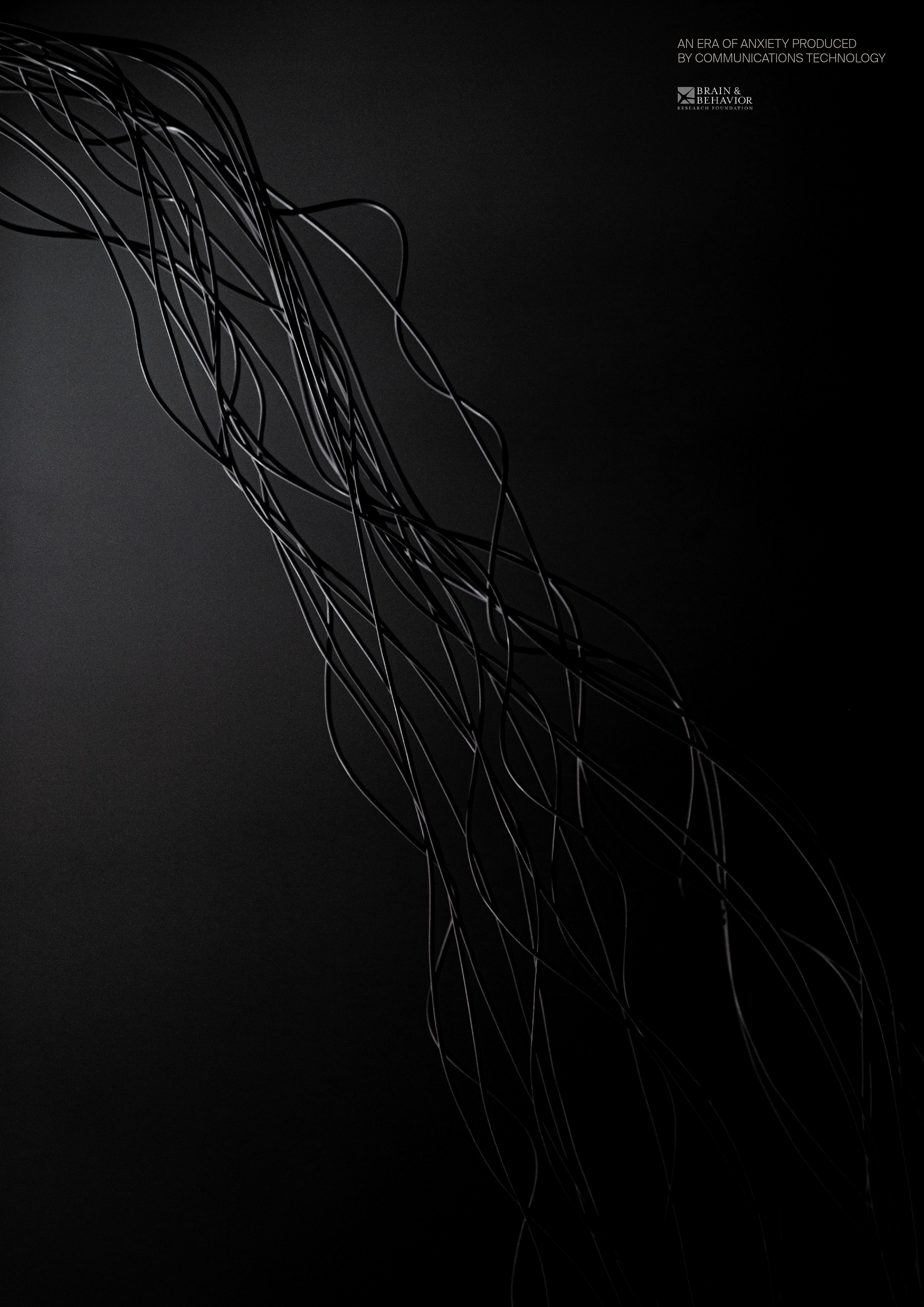 Tangled cables within black setting