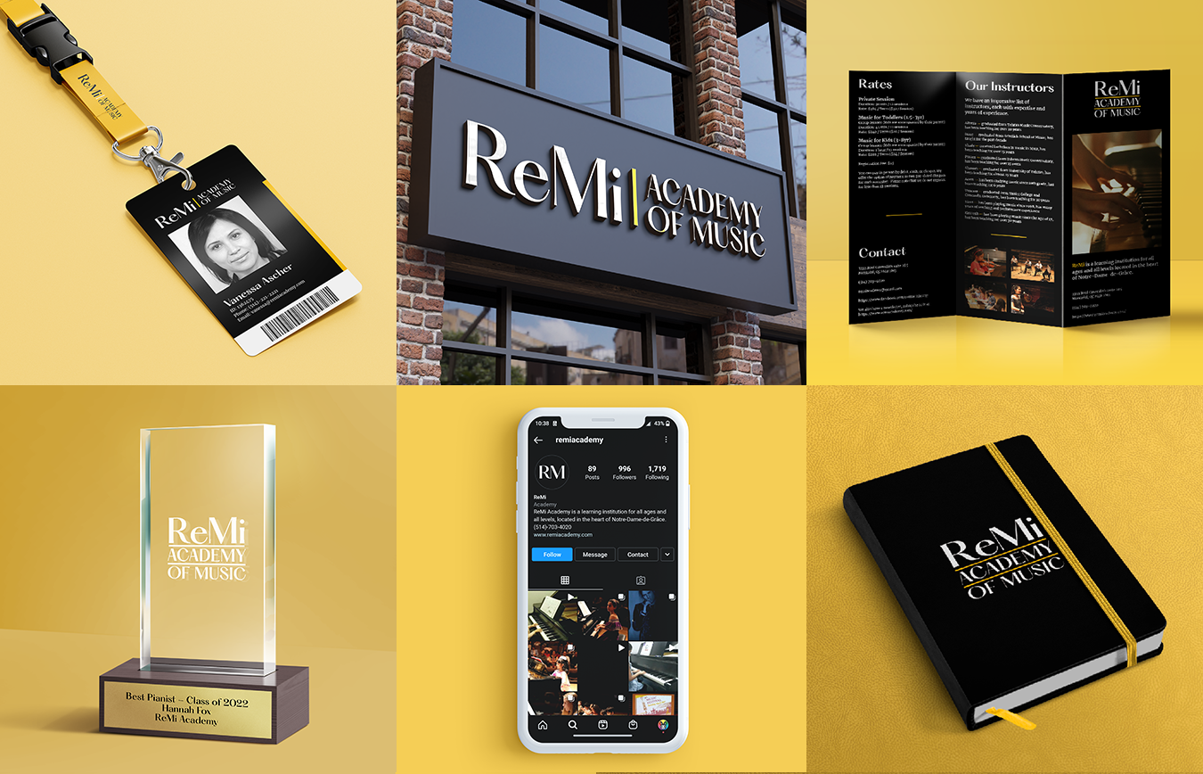 ReMi Academy Rebranding - A full rebrand and brand guideline book for a music academy located in NDG.